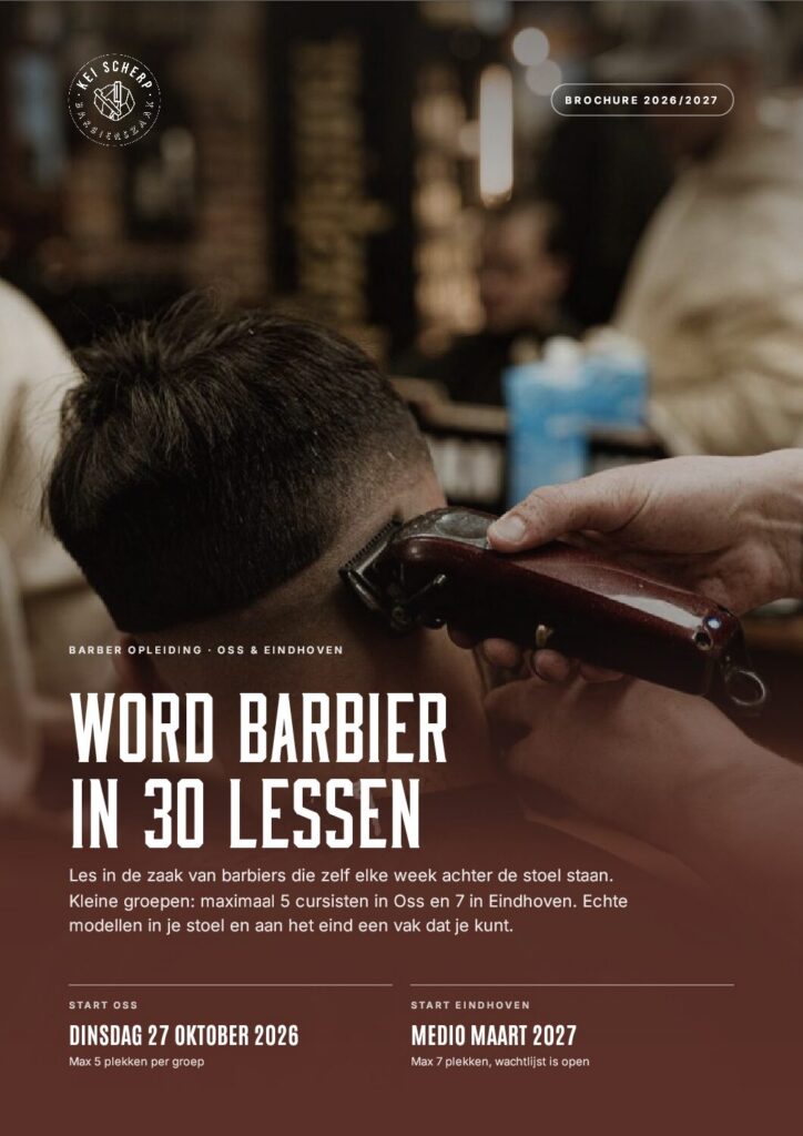 Brochure barber opleiding Kei Scherp 2026/2027
